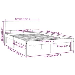 vidaXL Sängram vit massivt trä 120x190 cm - Bild 8