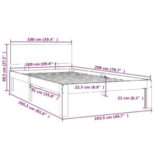 vidaXL Sängram massiv furu 100x200 cm - Bild 8