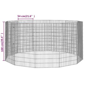 vidaXL Kaninhage 12 paneler 54x100 cm galvaniserat järn - Bild 8