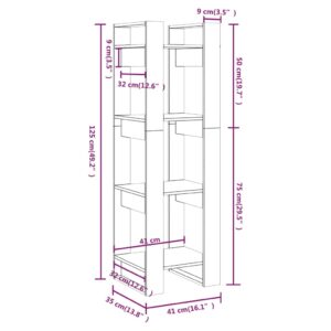 vidaXL Bokhylla/rumsavdelare vit 41x35x125 cm massiv furu - Bild 8