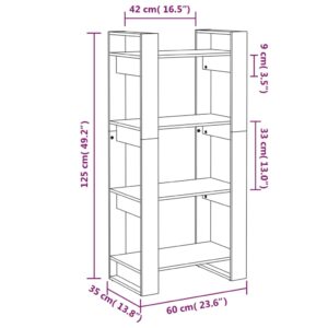 vidaXL Bokhylla/rumsavdelare 60x35x125 cm massivt trä - Bild 8