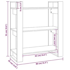 vidaXL Bokhylla/rumsavdelare svart 80x35x91 cm massiv furu - Bild 8