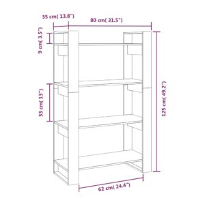 vidaXL Bokhylla/rumsavdelare svart 80x35x125 cm massiv furu - Bild 8