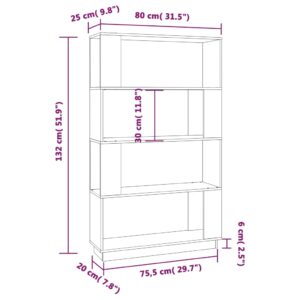 vidaXL Bokhylla/rumsavdelare svart 80x25x132 cm massiv furu - Bild 8