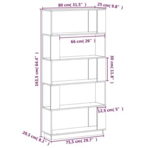 vidaXL Bokhylla/rumsavdelare svart 80x25x163,5 cm massiv furu - Bild 8