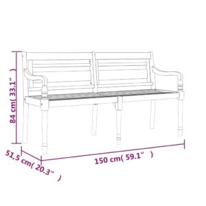 vidaXL Bataviabänk 150 cm massiv teak - Bild 6