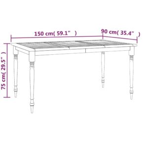 vidaXL Bataviabord 150x90x75 cm massiv teak - Bild 7