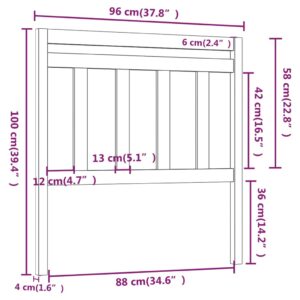 vidaXL Sänggavel vit 96x4x100 cm massiv furu - Bild 5