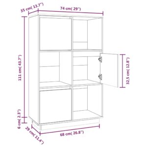 vidaXL Vitrinskåp vit 74x35x117 cm massiv furu - Bild 10