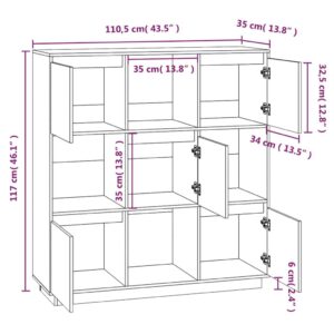 vidaXL Vitrinskåp vit 110,5x35x117 cm massiv furu - Bild 10