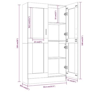 vidaXL Vitrinskåp rökfärgad ek 82,5x30,5x150 cm konstruerat trä - Bild 8