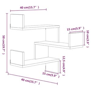 vidaXL Vägghörnhylla rökfärgad ek 40x40x50 cm konstruerat trä - Bild 8