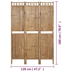 vidaXL Rumsavdelare 3 paneler bambu 120x180 cm - Bild 8