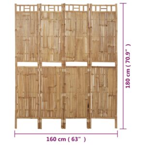 vidaXL Rumsavdelare 4 paneler bambu 160x180 cm - Bild 8