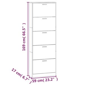 vidaXL Skoställ rökfärgad ek 59x17x169 cm konstruerat trä - Bild 10