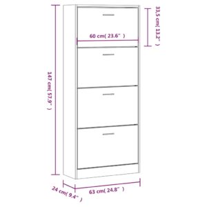 vidaXL Skoskåp vit 63x24x147 cm konstruerat trä - Bild 8