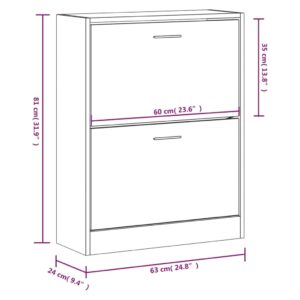 vidaXL Skoskåp vit högglans 63x24x81 cm konstruerat trä - Bild 8