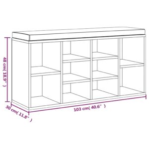 vidaXL Skobänk vit högglans 103x30x48 cm konstruerat trä - Bild 7