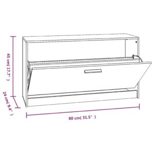 vidaXL Skobänk rökfärgad ek 80x24x45 cm konstruerat trä - Bild 9