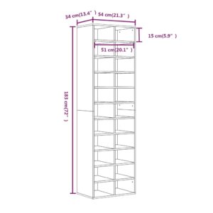 vidaXL Skoställ rökfärgad ek 54x34x183 cm konstruerat trä - Bild 6