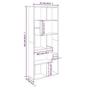 vidaXL Bokhylla rökfärgad ek 67x24x161 cm konstruerat trä - Bild 11