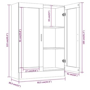 vidaXL Vitrinskåp rökfärgad ek 82,5x30,5x115 cm konstruerat trä - Bild 8