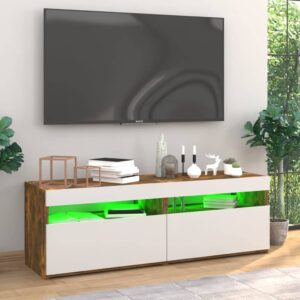 vidaXL Tv-bänkar 2 st med LED-belysning rökfärgad ek 60x35x40 cm - Bild 3