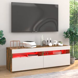 vidaXL Tv-bänkar 2 st med LED-belysning rökfärgad ek 60x35x40 cm - Bild 4