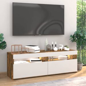 vidaXL Tv-bänkar 2 st med LED-belysning rökfärgad ek 60x35x40 cm - Bild 5