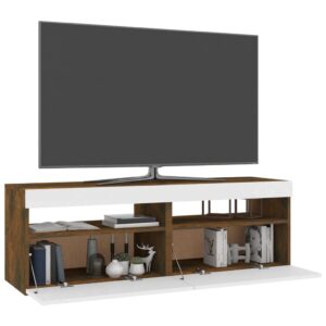 vidaXL Tv-bänkar 2 st med LED-belysning rökfärgad ek 60x35x40 cm - Bild 6