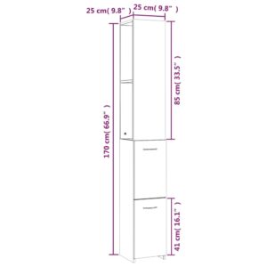 vidaXL Badrumsskåp rökfärgad ek 25x26,5x170 cm konstruerat trä - Bild 8