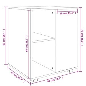 vidaXL Skåp med hjul rökfärgad ek 60x53x72 cm konstruerat trä - Bild 9