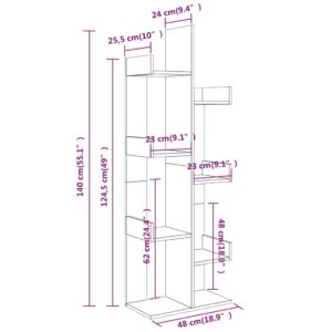 vidaXL Bokhylla rökfärgad ek 48x25,5x140 cm konstruerat trä - Bild 6