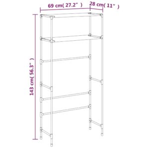 vidaXL Hylla för tvättmaskin med 2 hyllplan svart 69x28x143 cm järn - Bild 8