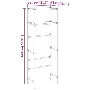 vidaXL Toaletthylla med 2 hyllplan svart 53,5x28x143 cm järn - Bild 8