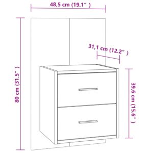 vidaXL Väggmonterat sängbord vit högglans - Bild 8