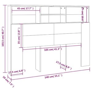 vidaXL Sänggavel med förvaring vit högglans 140x19x103,5 cm - Bild 7