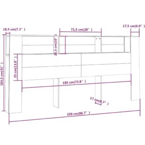 vidaXL Sänggavel med förvaring vit högglans 220x18,5x104,5 cm - Bild 6