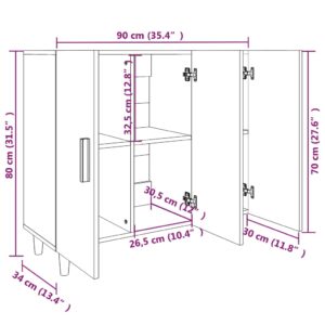 vidaXL Byrå betonggrå 90x34x80 cm konstruerat trä - Bild 8