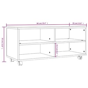 vidaXL Tv-bänk med hjul rökfärgad ek 90x35x35 cm konstruerat trä - Bild 7