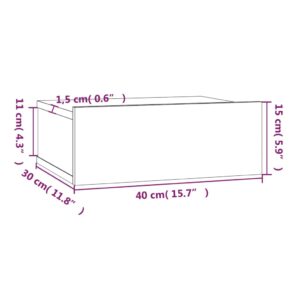 vidaXL Svävande sängbord brun ek 40x30x15 cm konstruerat trä - Bild 10