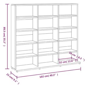 vidaXL CD-hylla grå djävulen 102x23x89,5 cm konstruerat trä - Bild 7