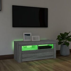 vidaXL Tv-bänk med LED-belysning grå sonoma 90x35x40 cm - Bild 4