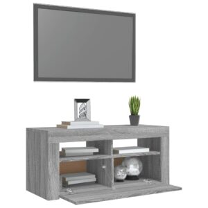 vidaXL Tv-bänk med LED-belysning grå sonoma 90x35x40 cm - Bild 6