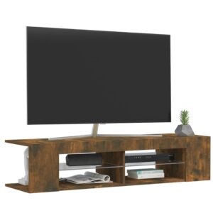 vidaXL Tv-bänk med LED-belysning rökfärgad ek 135x39x30 cm - Bild 6