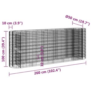 vidaXL Planteringsgabion galvaniserat järn 260x50x100 cm - Bild 8