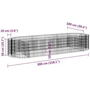 vidaXL Planteringsgabion galvaniserat järn 300x100x50 cm - Bild 8