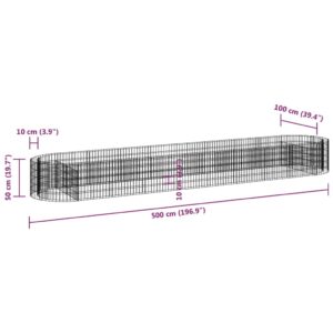 vidaXL Planteringsgabion galvaniserat järn 500x100x50 cm - Bild 8