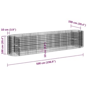 vidaXL Planteringsgabion galvaniserat järn 500x100x100 cm - Bild 8