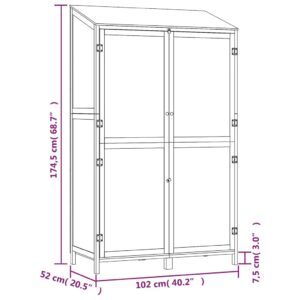 vidaXL Trädgårdsbod brun 102x52x174,5 cm massivt granträ - Bild 8